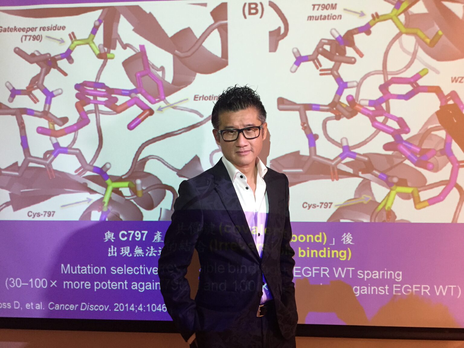 EGFR基因變異這個致癌因子被鎖定為藥物靶點(target)，癌細胞便會『進化』，導致另一致癌因子冒起，令病人對一線藥物出現抗藥性。