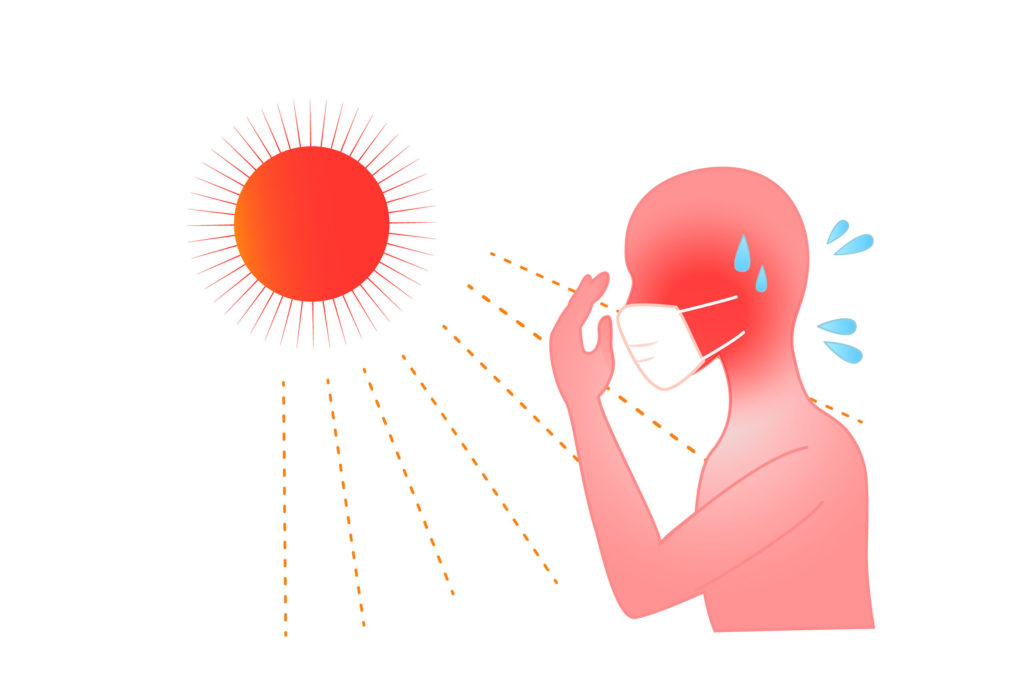 炎夏戴口罩令人難以暢順呼吸 , 容易中暑,不要忘記經常補充水分