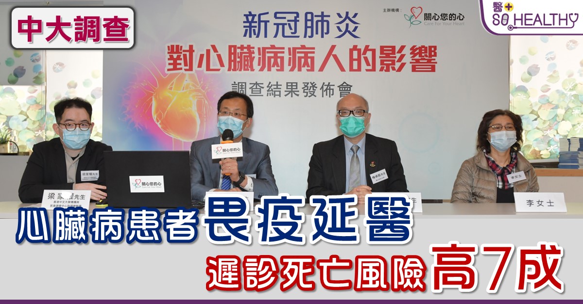 心臟病患者畏疫延醫 遲診死亡風險高7成
