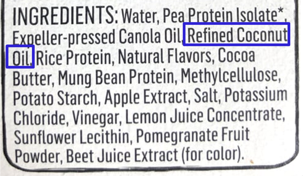 某美國品牌植物肉漢堡成分(A)